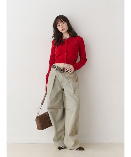 jouetie(ジュエティ)の「パターンコンパクトカーデ(カーディガン/ボレロ・レディース・オフホワイト/ブラック/ブラウン/レッド・MEDIUM)」の5枚目の写真