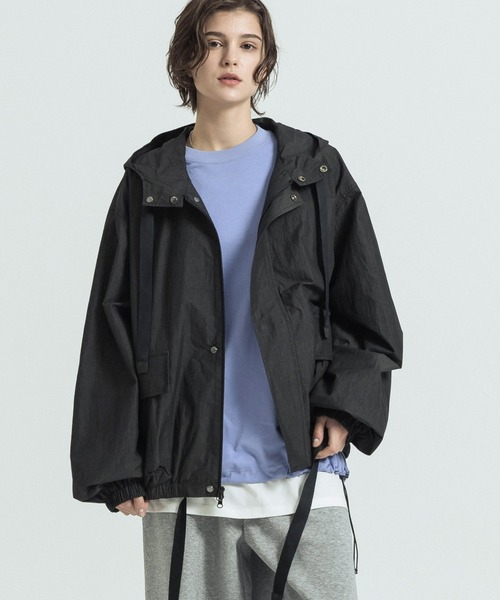 SLICK（スリック）の「【SLICK/スリック】N/C Micro Hooded Short Blouson/ナイロンコットン マイクロリップストップ フーデッドショートブルゾン（ブルゾン・メンズ・カーキ/ブラック・1/3/2）」の3枚目の写真