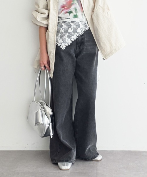 CRAFT STANDARD BOUTIQUE（クラフトスタンダードブティック）の「ストレートワイドデニムパンツ◆（デニムパンツ・レディース・グレー/ブルー系その他・M/L）」の4枚目の写真