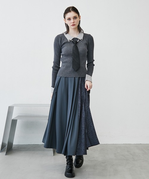 MONOe(モノエ)の「【きれいめ×カジュアル】レイヤードシャツ配色トップス(ニット/セーター・レディース・ネイビー/グレー/ブラック・FREE)」の19枚目の写真