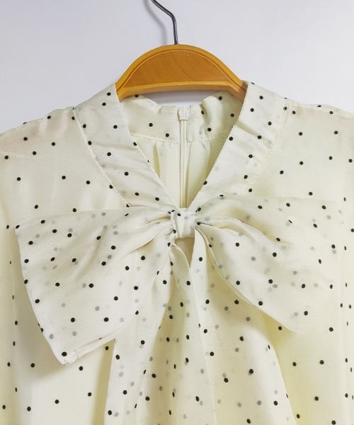 ReRe(リリ)の「ドット柄×ボウタイ付きシアーブラウス(シャツ/ブラウス・レディース・ベージュ・MEDIUM/LARGE/X-LARGE)」の9枚目の写真