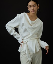 DRWCYS | ソフトドレープラップサテンブラウス(シャツ/ブラウス)