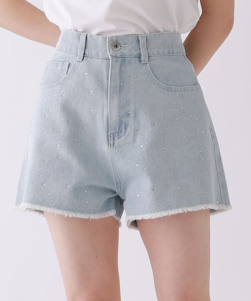 repipi armario（レピピ アルマリオ）の「ビジューデニムショートパンツ（デニムパンツ・キッズ・ブルー/ブラック・SMALL/MEDIUM/LARGE）」の2枚目の写真