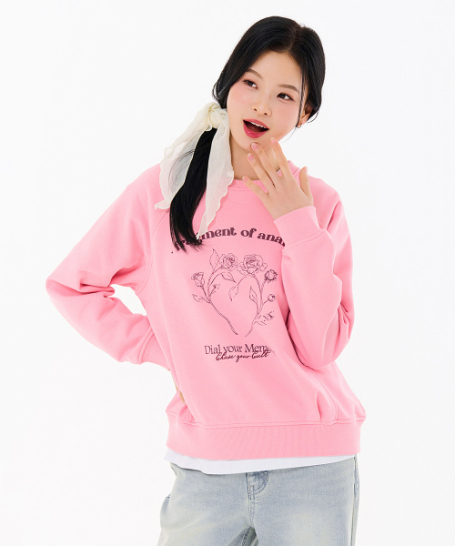 CHASECULT(チェイスカルト)の「レディース ラグラン グラフィック スウェットシャツ-FARG5163B0P(Tシャツ/カットソー・レディース・PINK・90/85)」の5枚目の写真