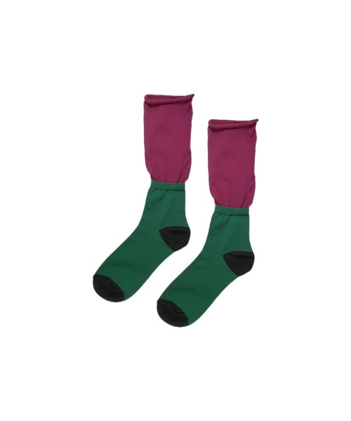FAKUI（ファクイ）の「SWITCHING 3COLOR SOCKS / 切替え3カラーソックス（ソックス/靴下・レディース・グリーン系その他/ブルー系その他/レッド系その他・22.0～24.0cm）」の6枚目の写真