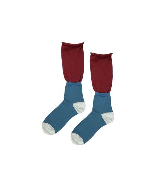 FAKUI（ファクイ）の「SWITCHING 3COLOR SOCKS / 切替え3カラーソックス（ソックス/靴下・レディース・グリーン系その他/ブルー系その他/レッド系その他・22.0～24.0cm）」の8枚目の写真
