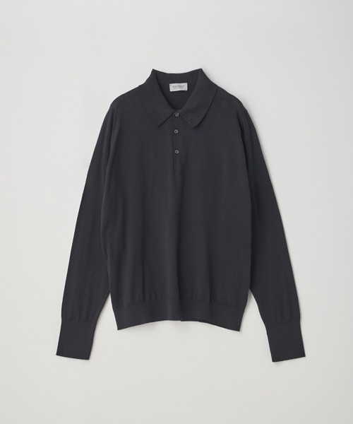 JOHN SMEDLEY(ジョンスメドレー)の「長袖コットンニットクラシックポロシャツ(ポロシャツ・メンズ・ブラック・S/M/L)」の1枚目の写真