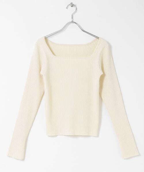 URBAN RESEARCH Sonny Label(アーバンリサーチサニーレーベル)の「『WEB限定』シルク混スクエアネックニット(ニット/セーター・レディース・グリーン系その他/ブラック/オフホワイト・FREE)」の11枚目の写真