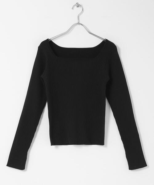 URBAN RESEARCH Sonny Label(アーバンリサーチサニーレーベル)の「『WEB限定』シルク混スクエアネックニット(ニット/セーター・レディース・グリーン系その他/ブラック/オフホワイト・FREE)」の20枚目の写真