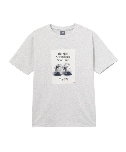 NEW BALANCE(ニューバランス)の「NEW BALANCE 574 advertising t-shirts MT61B0WF(Tシャツ/カットソー・メンズ・アッシュ/ブラック・M/L)」の1枚目の写真