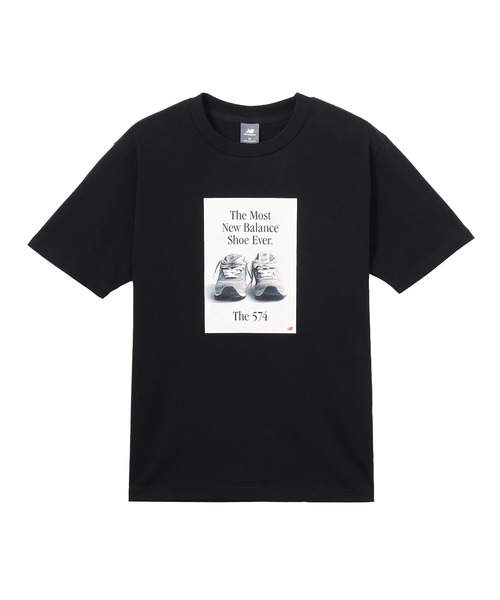 NEW BALANCE(ニューバランス)の「NEW BALANCE 574 advertising t-shirts MT61B0WF(Tシャツ/カットソー・メンズ・アッシュ/ブラック・M/L)」の2枚目の写真
