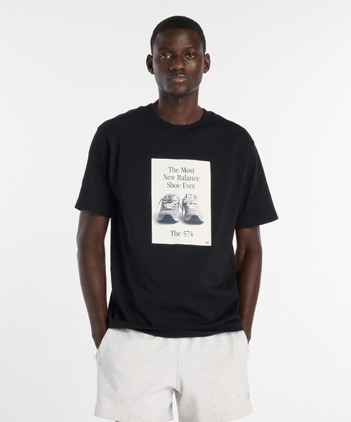 NEW BALANCE(ニューバランス)の「NEW BALANCE 574 advertising t-shirts MT61B0WF(Tシャツ/カットソー・メンズ・アッシュ/ブラック・M/L)」の3枚目の写真