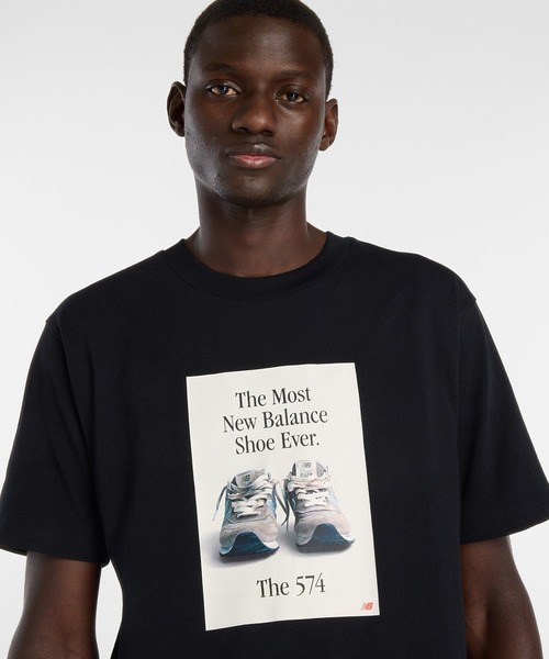 NEW BALANCE(ニューバランス)の「NEW BALANCE 574 advertising t-shirts MT61B0WF(Tシャツ/カットソー・メンズ・アッシュ/ブラック・M/L)」の6枚目の写真