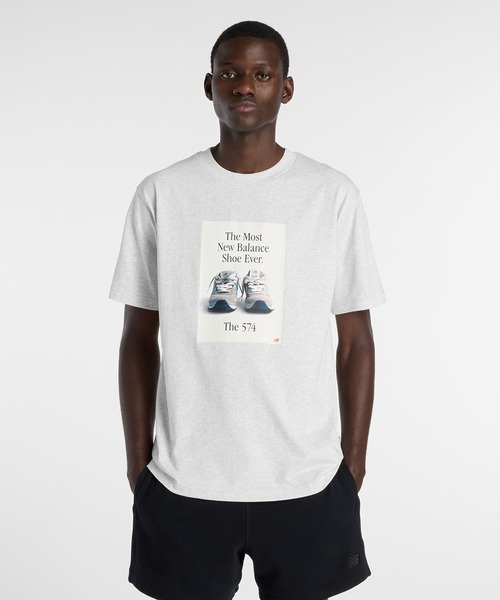 NEW BALANCE(ニューバランス)の「NEW BALANCE 574 advertising t-shirts MT61B0WF(Tシャツ/カットソー・メンズ・アッシュ/ブラック・M/L)」の7枚目の写真