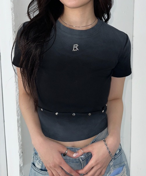 Bamm(バム)の「グラデーションスタッズTシャツ(Tシャツ/カットソー・レディース・ブラック/ホワイト・FREE)」の12枚目の写真