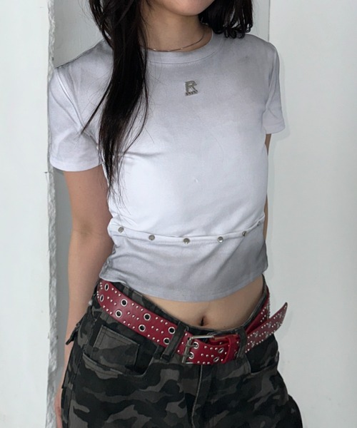 Bamm(バム)の「グラデーションスタッズTシャツ(Tシャツ/カットソー・レディース・ブラック/ホワイト・FREE)」の7枚目の写真
