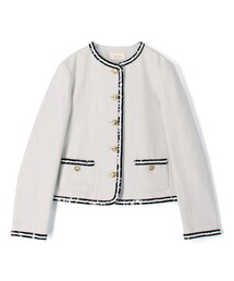 DES PRES（デ・プレ）の「コットンオックスフォード スパンコールブレードジャケット（ノーカラージャケット）」