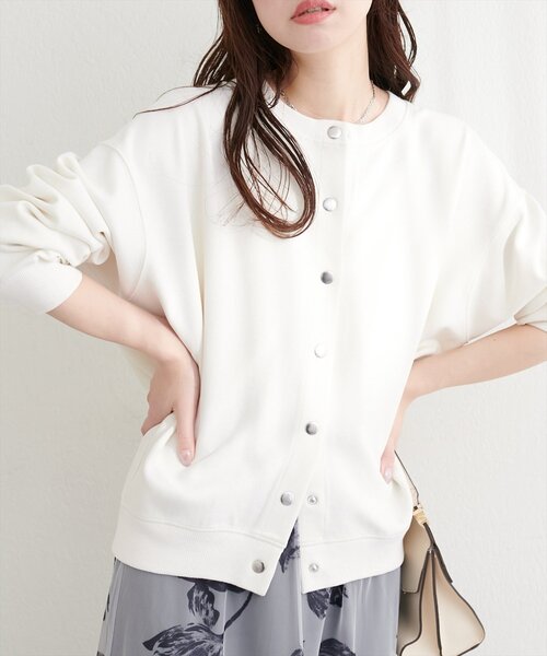 natural couture(ナチュラルクチュール)の「ダブルフェイスカットカーディガン(カーディガン/ボレロ・レディース・ピンク/ブラック/サックスブルー/ベージュ/オフホワイト・FREE)」の8枚目の写真