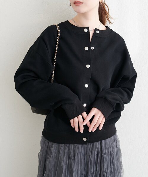 natural couture(ナチュラルクチュール)の「ダブルフェイスカットカーディガン(カーディガン/ボレロ・レディース・ピンク/ブラック/サックスブルー/ベージュ/オフホワイト・FREE)」の15枚目の写真