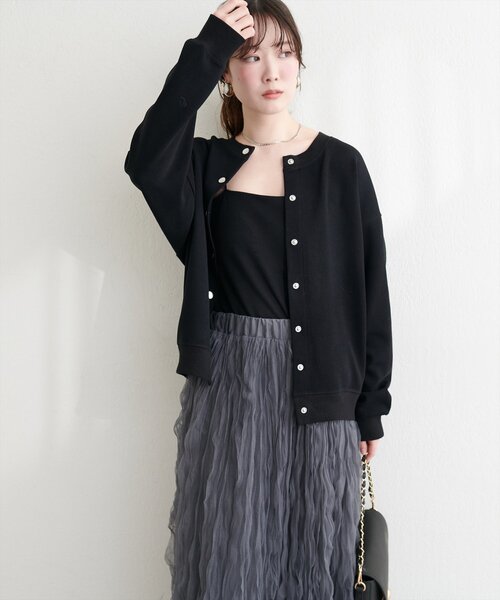 natural couture(ナチュラルクチュール)の「ダブルフェイスカットカーディガン(カーディガン/ボレロ・レディース・ピンク/ブラック/サックスブルー/ベージュ/オフホワイト・FREE)」の17枚目の写真