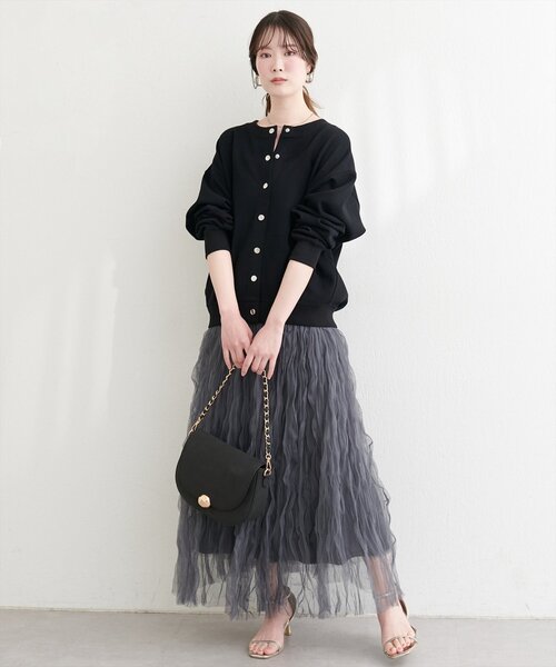 natural couture(ナチュラルクチュール)の「ダブルフェイスカットカーディガン(カーディガン/ボレロ・レディース・ピンク/ブラック/サックスブルー/ベージュ/オフホワイト・FREE)」の18枚目の写真