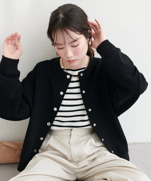 natural couture(ナチュラルクチュール)の「ダブルフェイスカットカーディガン(カーディガン/ボレロ・レディース・ピンク/ブラック/サックスブルー/ベージュ/オフホワイト・FREE)」の20枚目の写真
