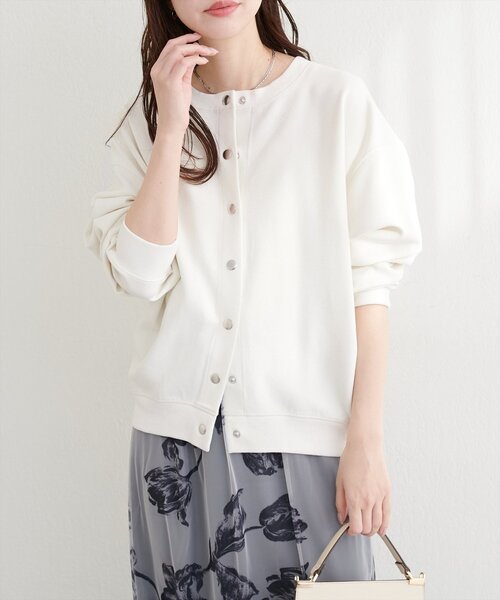 natural couture(ナチュラルクチュール)の「ダブルフェイスカットカーディガン(カーディガン/ボレロ・レディース・ピンク/ブラック/サックスブルー/ベージュ/オフホワイト・FREE)」の6枚目の写真
