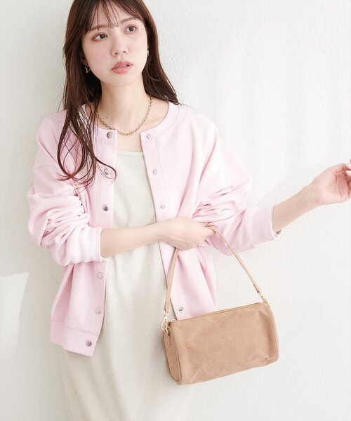 natural couture(ナチュラルクチュール)の「ダブルフェイスカットカーディガン(カーディガン/ボレロ・レディース・ピンク/ブラック/サックスブルー/ベージュ/オフホワイト・FREE)」の7枚目の写真