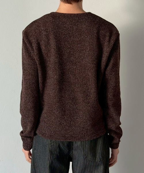 Chikashitsu +(チカシツプラス)の「【Chikashitsu +】zip neck long sleeve knit / 【チカシツプラス】ジップネック長袖ニット(ニット/セーター・メンズ・ブラウン/グレー/チャコール・ONE SIZE)」の16枚目の写真