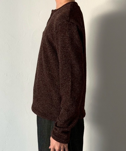 Chikashitsu +(チカシツプラス)の「【Chikashitsu +】zip neck long sleeve knit / 【チカシツプラス】ジップネック長袖ニット(ニット/セーター・メンズ・ブラウン/グレー/チャコール・ONE SIZE)」の15枚目の写真