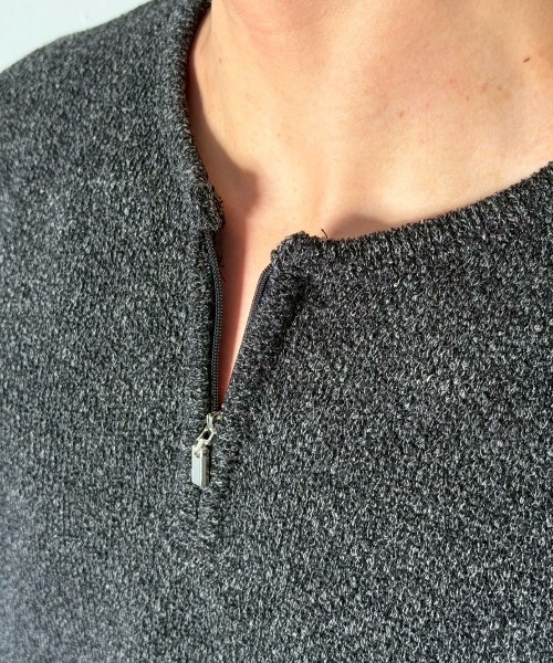 Chikashitsu +(チカシツプラス)の「【Chikashitsu +】zip neck long sleeve knit / 【チカシツプラス】ジップネック長袖ニット(ニット/セーター・メンズ・ブラウン/グレー/チャコール・ONE SIZE)」の12枚目の写真