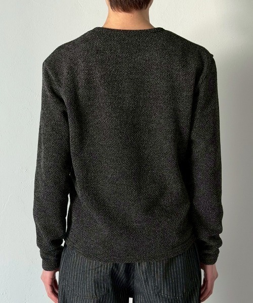 Chikashitsu +(チカシツプラス)の「【Chikashitsu +】zip neck long sleeve knit / 【チカシツプラス】ジップネック長袖ニット(ニット/セーター・メンズ・ブラウン/グレー/チャコール・ONE SIZE)」の11枚目の写真