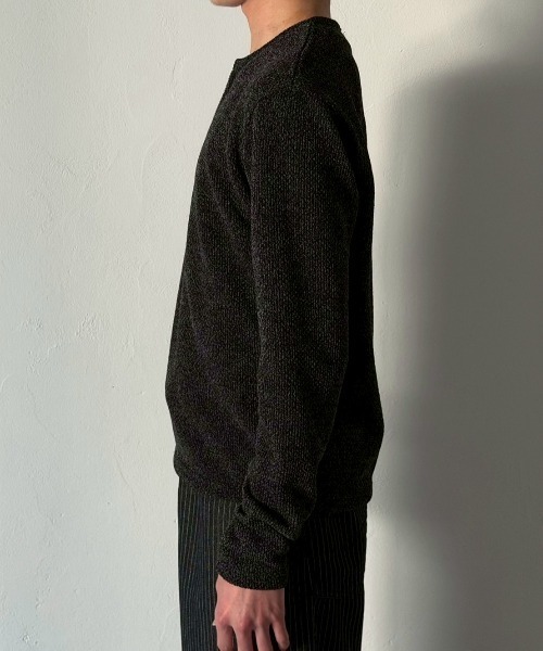 Chikashitsu +(チカシツプラス)の「【Chikashitsu +】zip neck long sleeve knit / 【チカシツプラス】ジップネック長袖ニット(ニット/セーター・メンズ・ブラウン/グレー/チャコール・ONE SIZE)」の10枚目の写真