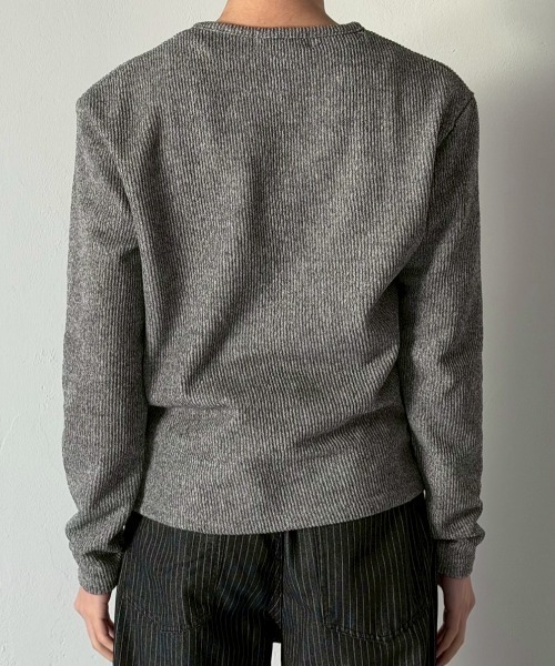 Chikashitsu +(チカシツプラス)の「【Chikashitsu +】zip neck long sleeve knit / 【チカシツプラス】ジップネック長袖ニット(ニット/セーター・メンズ・ブラウン/グレー/チャコール・ONE SIZE)」の7枚目の写真