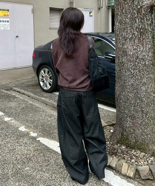 Chikashitsu +(チカシツプラス)の「【Chikashitsu +】zip neck long sleeve knit / 【チカシツプラス】ジップネック長袖ニット(ニット/セーター・メンズ・ブラウン/グレー/チャコール・ONE SIZE)」の22枚目の写真