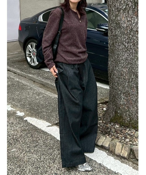 Chikashitsu +(チカシツプラス)の「【Chikashitsu +】zip neck long sleeve knit / 【チカシツプラス】ジップネック長袖ニット(ニット/セーター・メンズ・ブラウン/グレー/チャコール・ONE SIZE)」の21枚目の写真