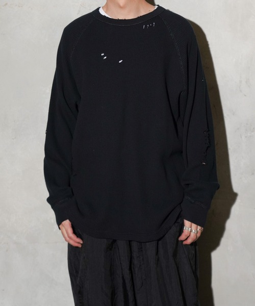 C.E.L.STORE(セルストア)の「I LOVE LA / アイラブエルエー LONG SLEEVE WAFFLE TEE ダメージ加工 長袖 ワッフル サーマルカットソー(Tシャツ/カットソー・メンズ・ブラック/ブラック系その他/ナチュラル・LARGE/MEDIUM)」の19枚目の写真