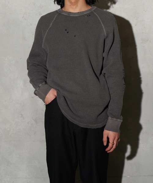 C.E.L.STORE(セルストア)の「I LOVE LA / アイラブエルエー LONG SLEEVE WAFFLE TEE ダメージ加工 長袖 ワッフル サーマルカットソー(Tシャツ/カットソー・メンズ・ブラック/ブラック系その他/ナチュラル・LARGE/MEDIUM)」の21枚目の写真