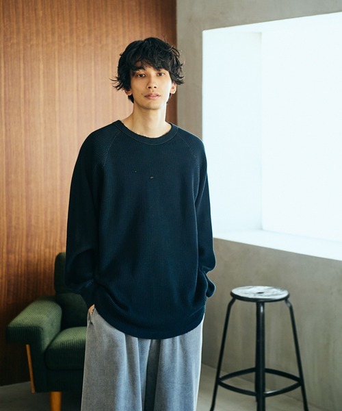 C.E.L.STORE(セルストア)の「I LOVE LA / アイラブエルエー LONG SLEEVE WAFFLE TEE ダメージ加工 長袖 ワッフル サーマルカットソー(Tシャツ/カットソー・メンズ・ブラック/ブラック系その他/ナチュラル・LARGE/MEDIUM)」の4枚目の写真