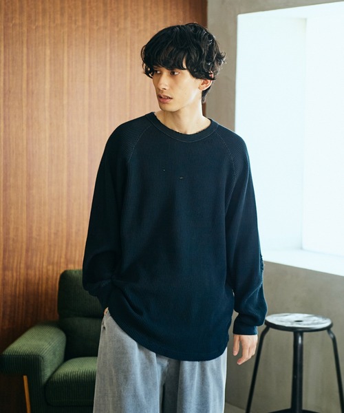 C.E.L.STORE(セルストア)の「I LOVE LA / アイラブエルエー LONG SLEEVE WAFFLE TEE ダメージ加工 長袖 ワッフル サーマルカットソー(Tシャツ/カットソー・メンズ・ブラック/ブラック系その他/ナチュラル・LARGE/MEDIUM)」の5枚目の写真