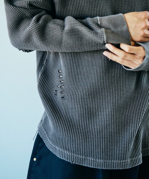 C.E.L.STORE(セルストア)の「I LOVE LA / アイラブエルエー LONG SLEEVE WAFFLE TEE ダメージ加工 長袖 ワッフル サーマルカットソー(Tシャツ/カットソー・メンズ・ブラック/ブラック系その他/ナチュラル・LARGE/MEDIUM)」の11枚目の写真