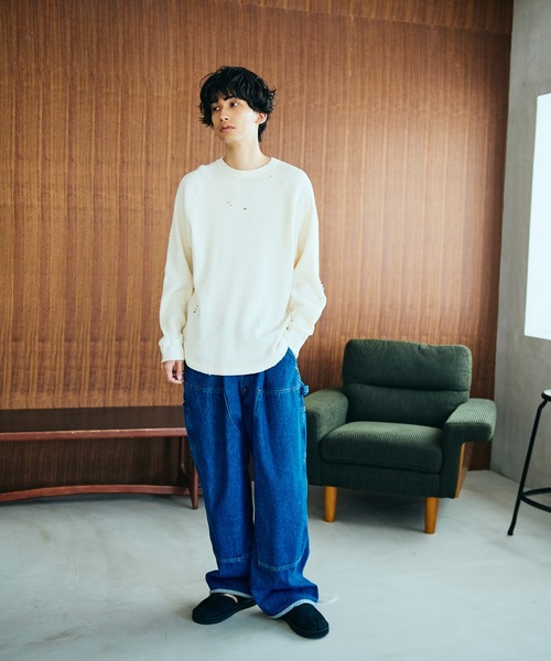 C.E.L.STORE(セルストア)の「I LOVE LA / アイラブエルエー LONG SLEEVE WAFFLE TEE ダメージ加工 長袖 ワッフル サーマルカットソー(Tシャツ/カットソー・メンズ・ブラック/ブラック系その他/ナチュラル・LARGE/MEDIUM)」の13枚目の写真