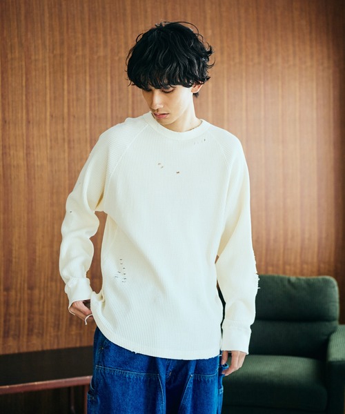 C.E.L.STORE(セルストア)の「I LOVE LA / アイラブエルエー LONG SLEEVE WAFFLE TEE ダメージ加工 長袖 ワッフル サーマルカットソー(Tシャツ/カットソー・メンズ・ブラック/ブラック系その他/ナチュラル・LARGE/MEDIUM)」の14枚目の写真