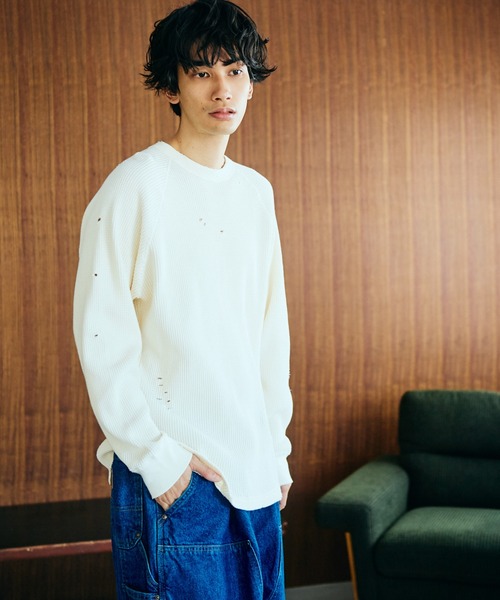 C.E.L.STORE(セルストア)の「I LOVE LA / アイラブエルエー LONG SLEEVE WAFFLE TEE ダメージ加工 長袖 ワッフル サーマルカットソー(Tシャツ/カットソー・メンズ・ブラック/ブラック系その他/ナチュラル・LARGE/MEDIUM)」の15枚目の写真
