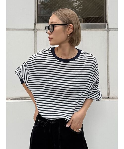 Ungrid（アングリッド）の「【WEB限定】スリーブボリュームワッフルロングスリーブTee（Tシャツ/カットソー・レディース・ピンク/ネイビー/グリーン系その他/イエロー/ブラック/アイボリー・FREE）」の4枚目の写真