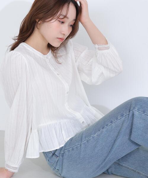 NATURAL BEAUTY BASIC(ナチュラルビューティーベーシック)の「◇レースカフスブラウス(シャツ/ブラウス・レディース・ブラック/オフホワイト/オレンジ・FREE)」の2枚目の写真