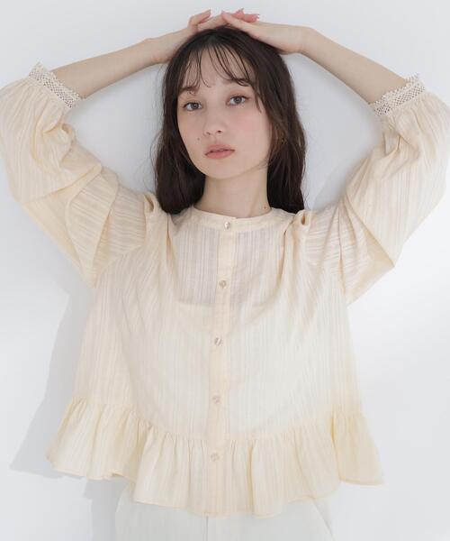 NATURAL BEAUTY BASIC（ナチュラルビューティーベーシック）の「◇レースカフスブラウス（シャツ/ブラウス・レディース・ブラック/オフホワイト/オレンジ・FREE）」の5枚目の写真