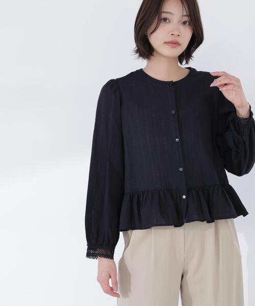 NATURAL BEAUTY BASIC（ナチュラルビューティーベーシック）の「◇レースカフスブラウス（シャツ/ブラウス・レディース・ブラック/オフホワイト/オレンジ・FREE）」の3枚目の写真