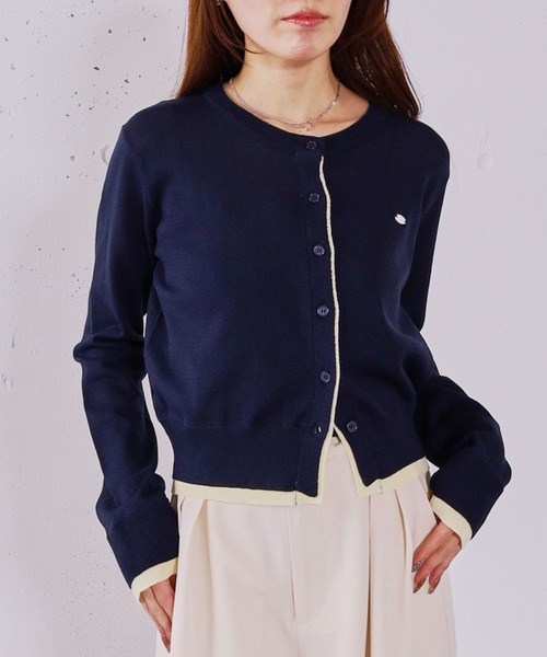 archives（アルシーヴ）の「【ＯＮかわ】配色レイヤードニットカーディガン（カーディガン/ボレロ・レディース・ブルー/グレー/アイボリー/ネイビー・MEDIUM）」の3枚目の写真