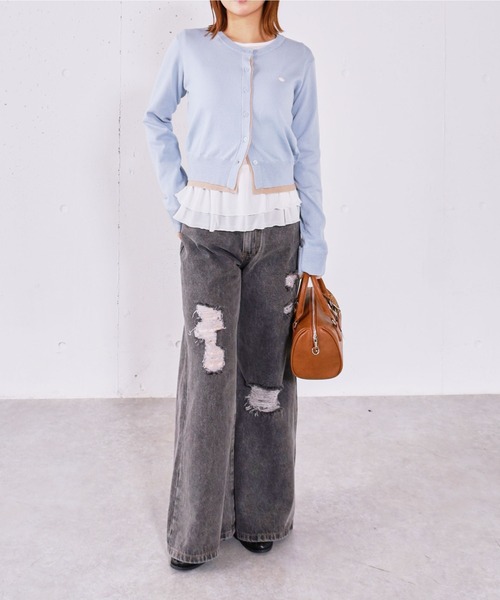 archives（アルシーヴ）の「【ＯＮかわ】配色レイヤードニットカーディガン（カーディガン/ボレロ・レディース・ブルー/グレー/アイボリー/ネイビー・MEDIUM）」の16枚目の写真